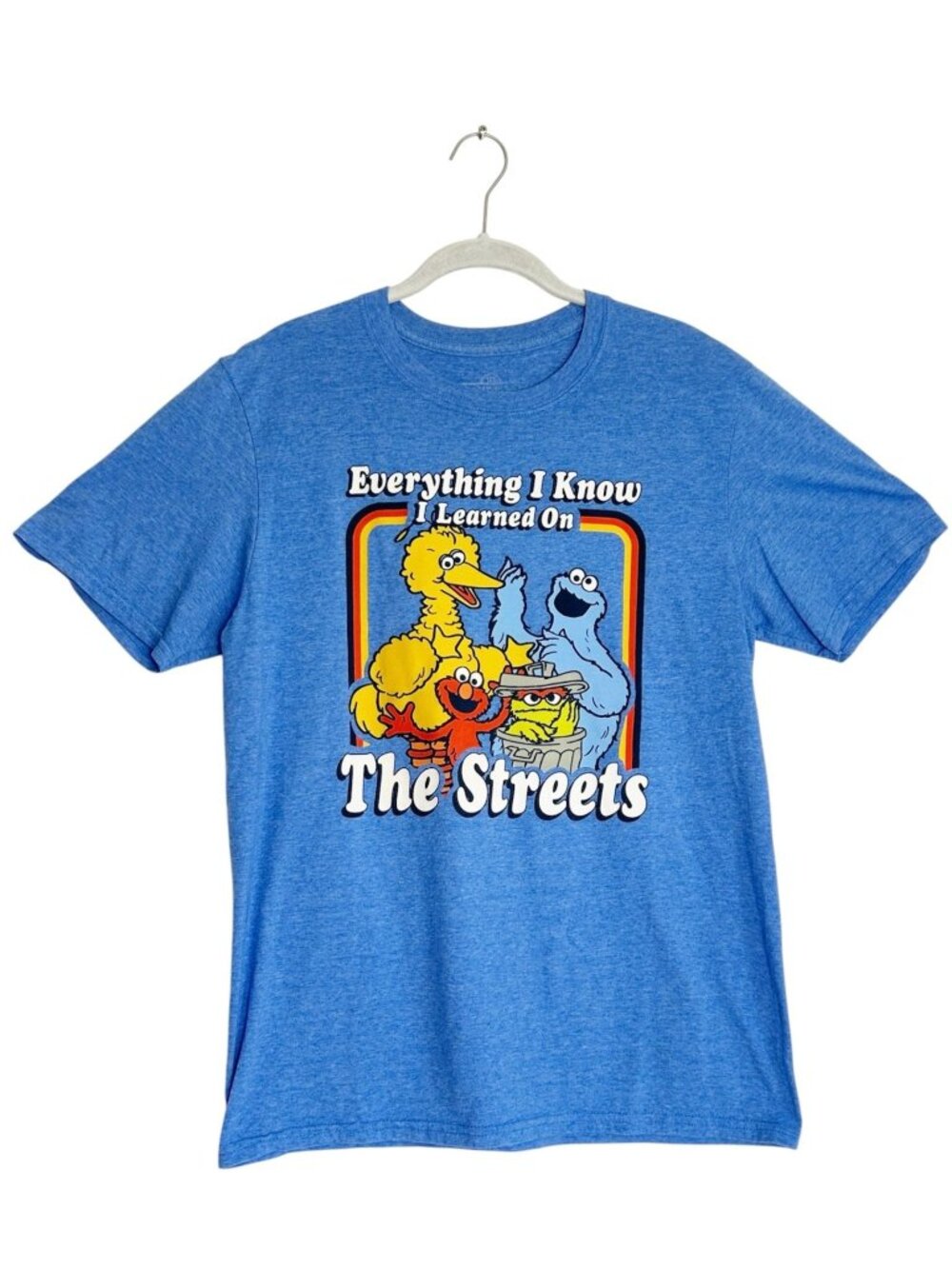 Vintage Sesame Street Everything I Know Graphic Tee in Blue - Sz M
